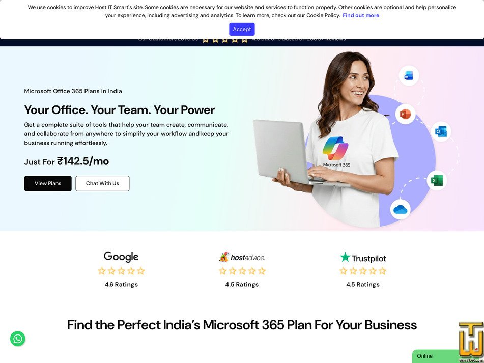 screenshot of Microsoft 365 Business Premium from hostitsmart.com