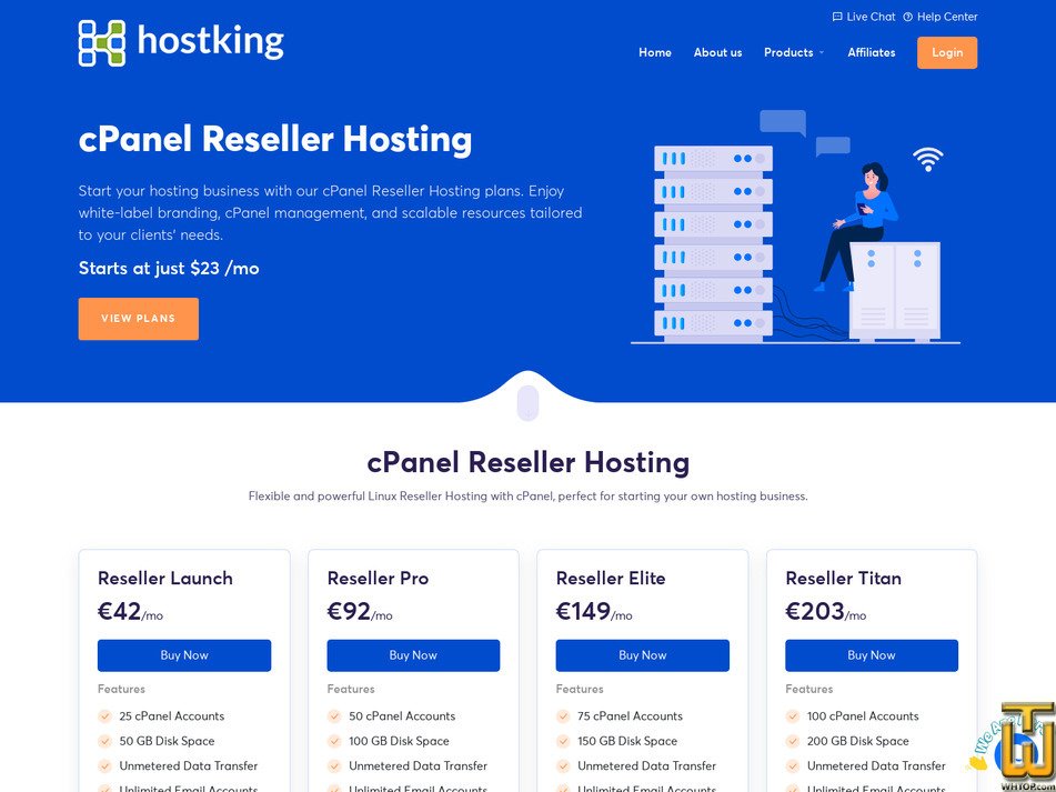 Taken on 13 May, 2026 screenshot of Reseller Launch from hostking.host