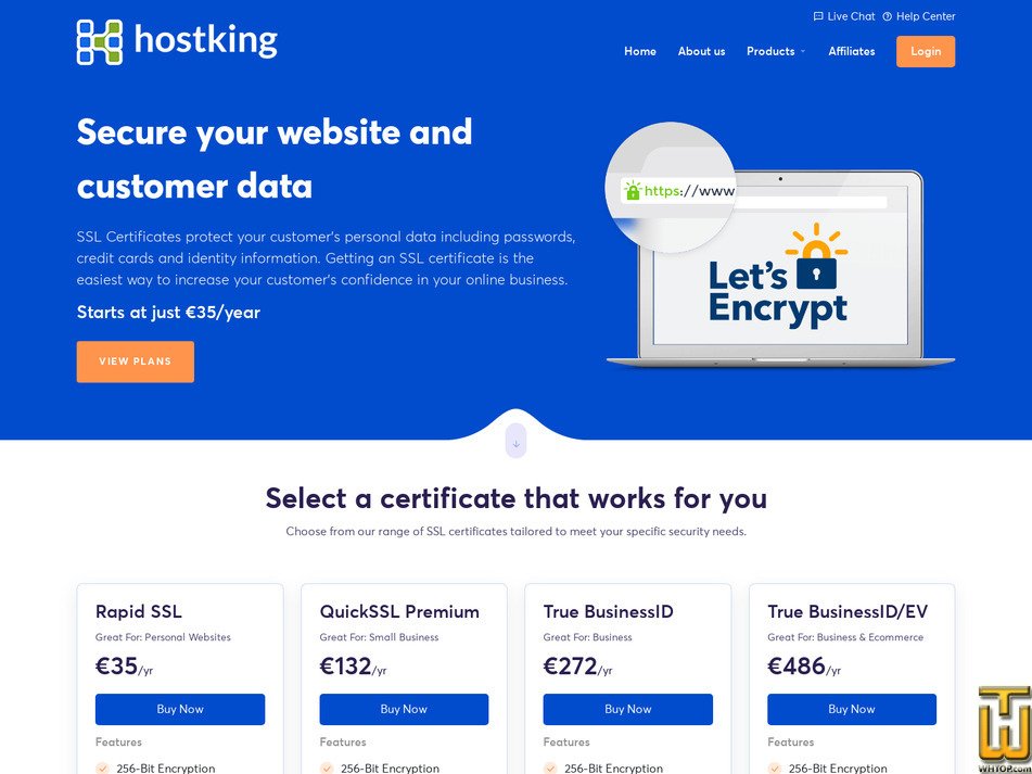 Taken on 13 May, 2026 screenshot of GeoTrust True Business ID with EV from hostking.host