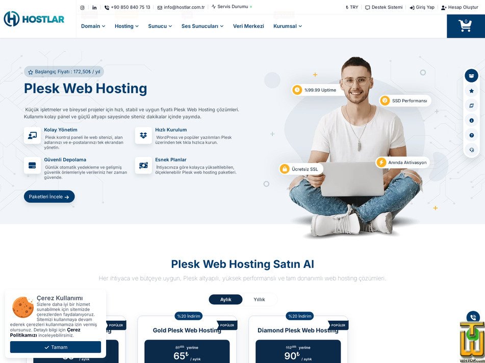 Taken on 23 September, 2026 screenshot of Silver Plesk Web Hosting from hostlar.com.tr