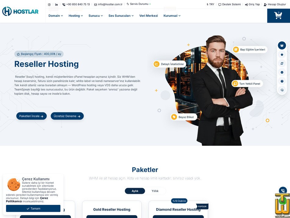 Taken on 23 September, 2026 screenshot of Silver Reseller Hosting from hostlar.com.tr