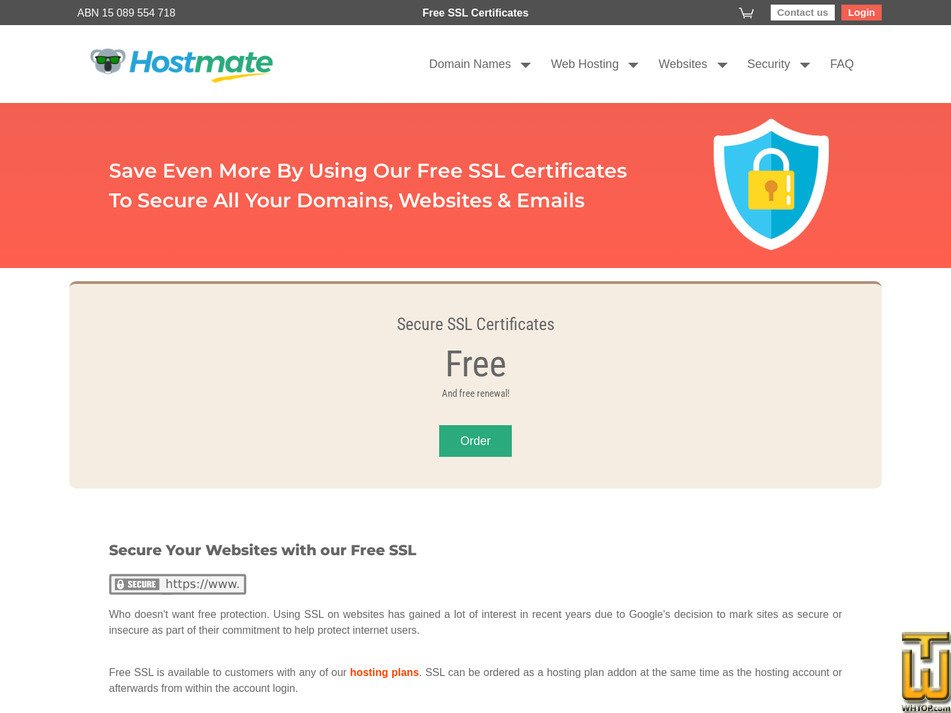 Taken on 1 May, 2026 screenshot of Secure SSL Certificates from hostmate.com.au