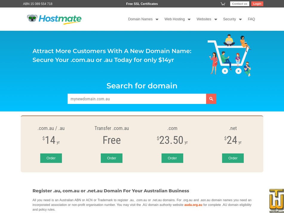 Taken on 1 May, 2026 screenshot of .com from hostmate.com.au