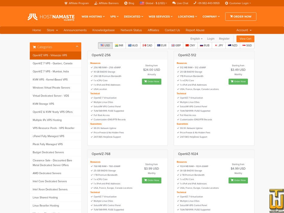 screenshot of .COM Domain Registration from hostnamaste.com