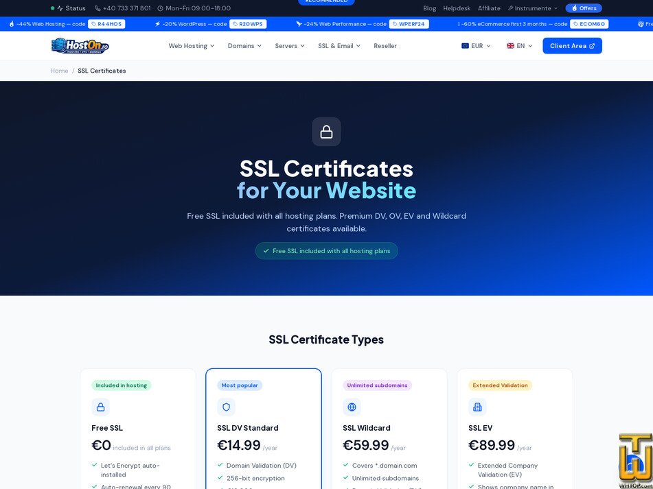 Taken on 23 September, 2026 screenshot of Free SSL from hoston.ro