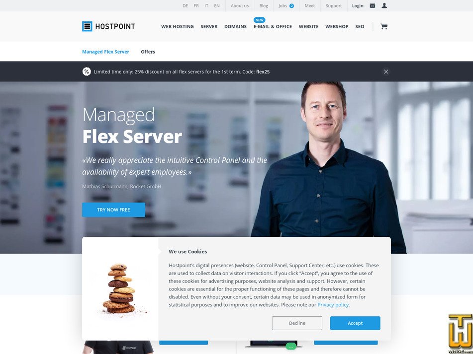 Taken on 4 May, 2026 screenshot of Flex M from hostpoint.ch