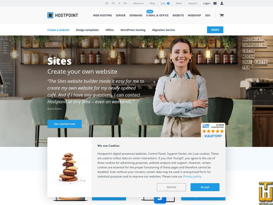 Taken on 4 May, 2026 screenshot of Sites Max from hostpoint.ch