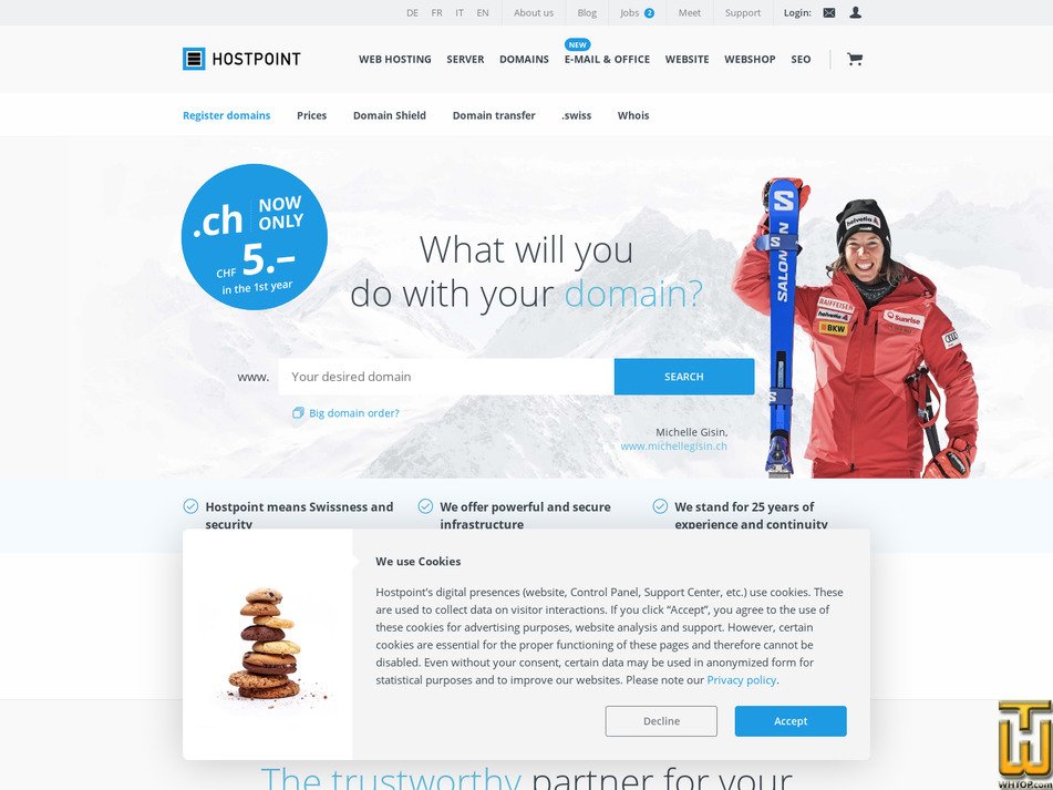 Taken on 4 May, 2026 screenshot of .COM from hostpoint.ch