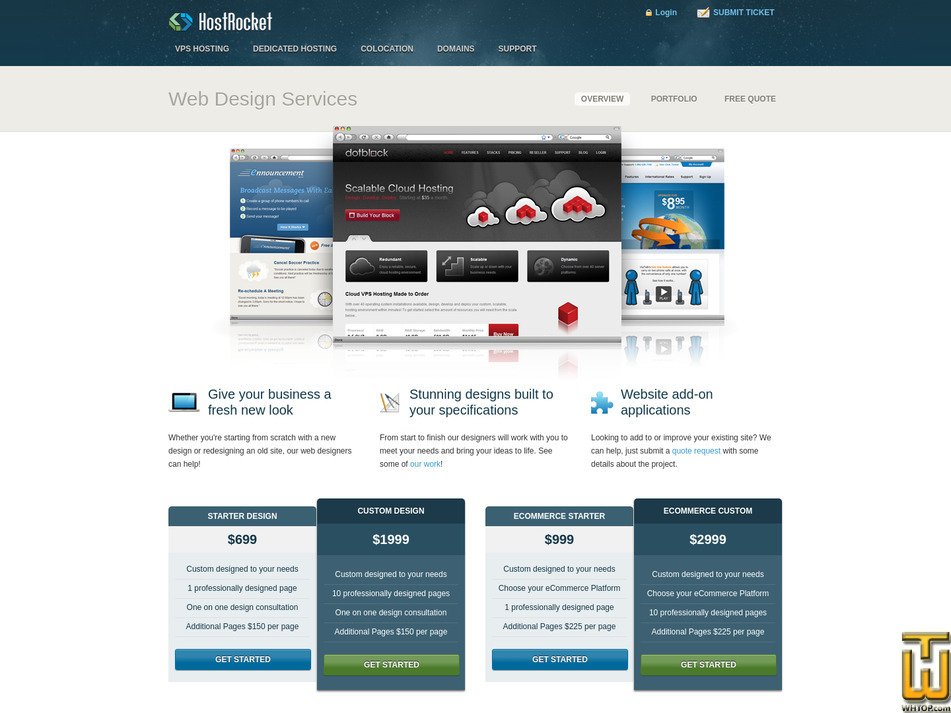 screenshot of Custom Design from hostrocket.com