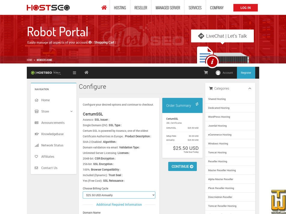 Taken on 29 January, 2026 screenshot of CertumSSL from hostseo.com