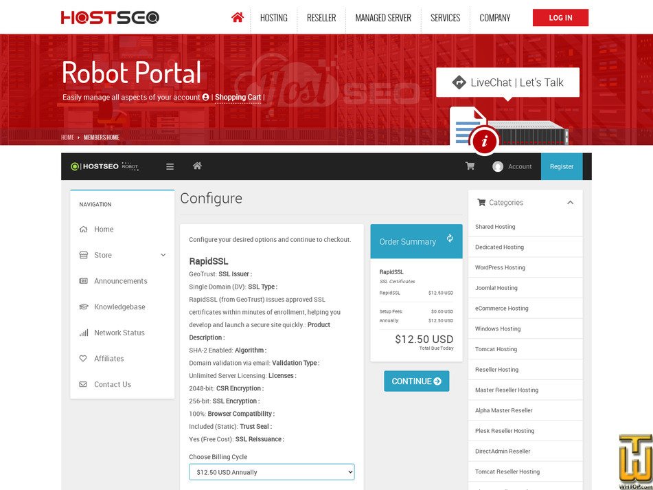 Taken on 29 January, 2026 screenshot of RapidSSL from hostseo.com