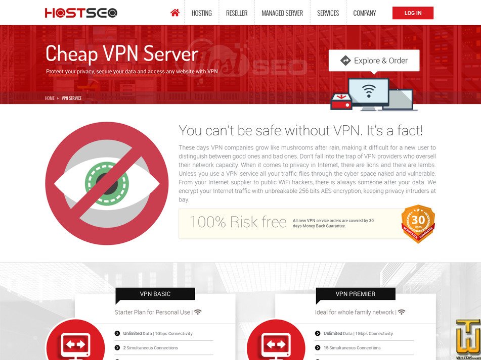 Taken on 29 January, 2026 screenshot of VPN BASIC from hostseo.com