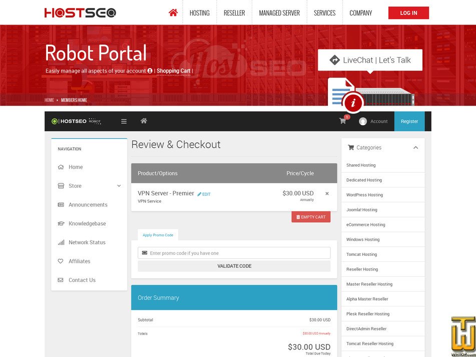 Taken on 29 January, 2026 screenshot of VPN PREMIER from hostseo.com