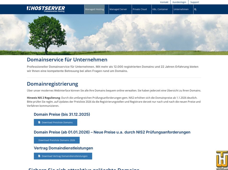 Taken on 5 October, 2026 screenshot of .com from hostserver.de
