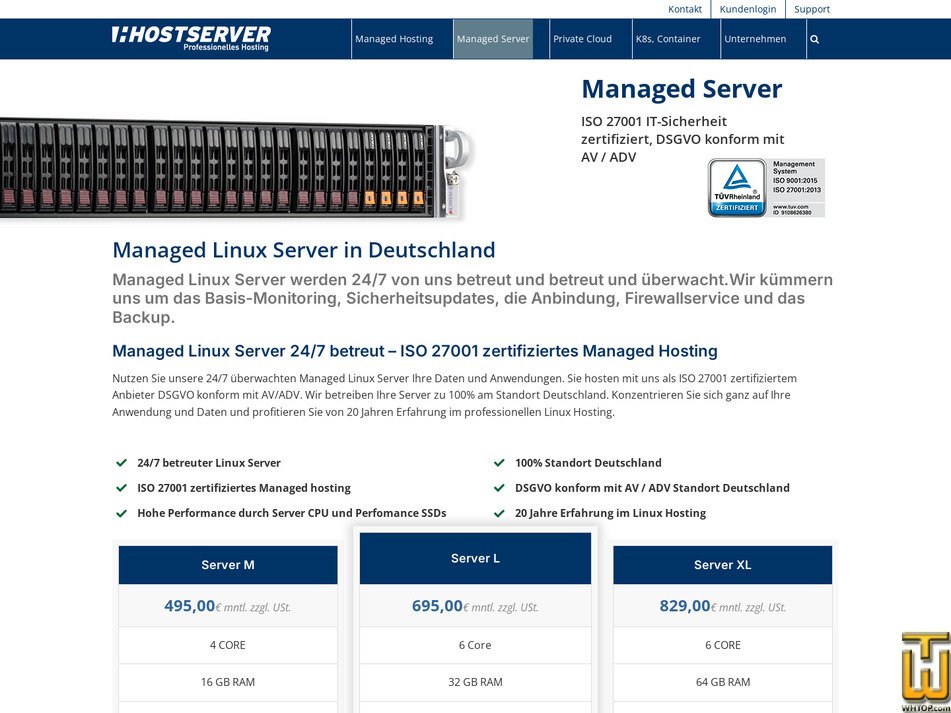 screenshot of Server XL from hostserver.de