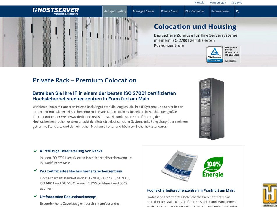 Taken on 5 October, 2026 screenshot of 1/2 Rack Colocation from hostserver.de