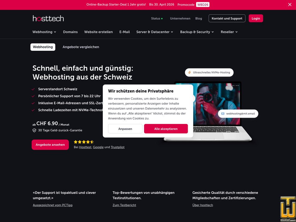 Taken on 15 April, 2026 screenshot of Hosting Smart Deal from hosttech.ch