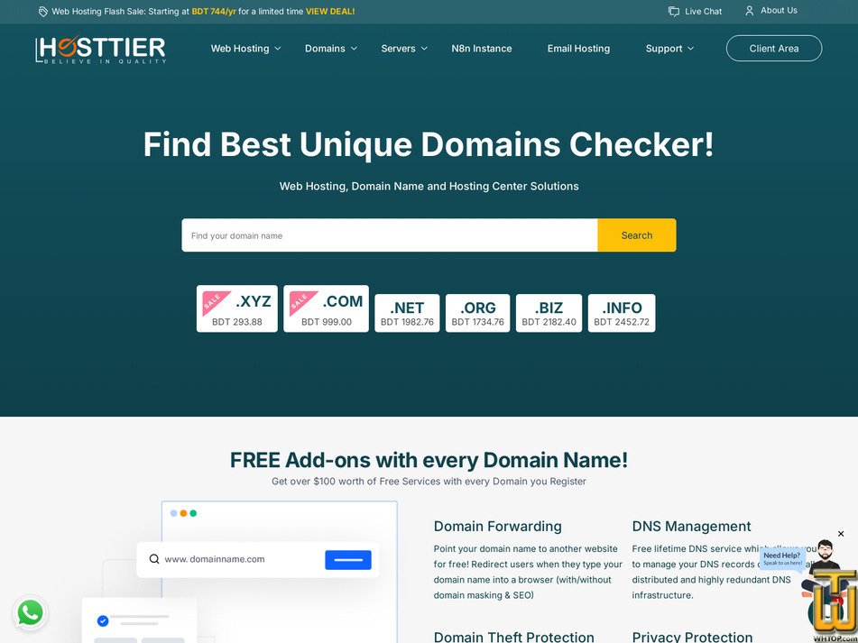Taken on 17 February, 2026 screenshot of .com Domain Registration from hosttier.com