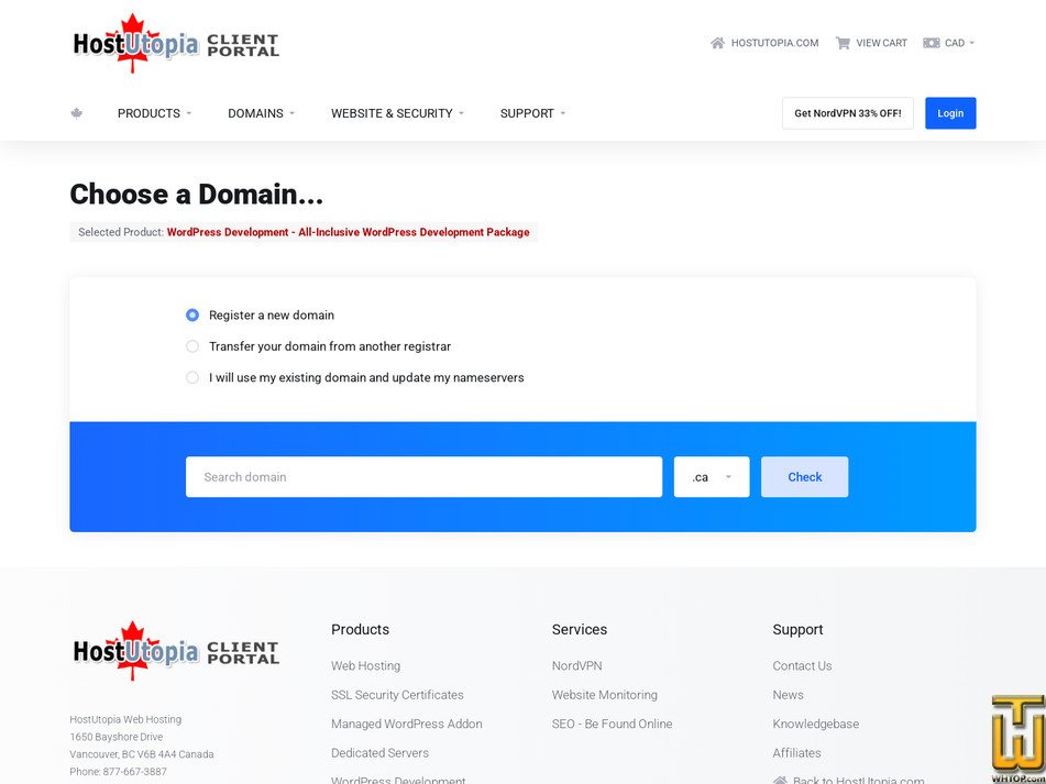 screenshot of All-Inclusive WordPress Development Package from hostutopia.com