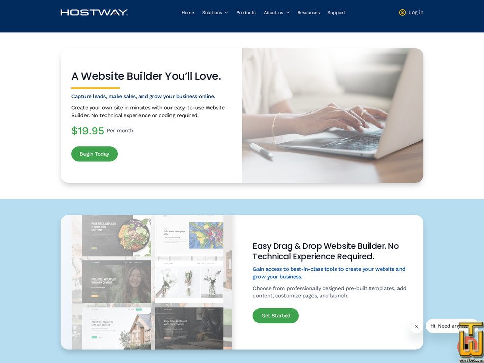 Taken on 14 May, 2026 screenshot of Website Builder from hostway.com