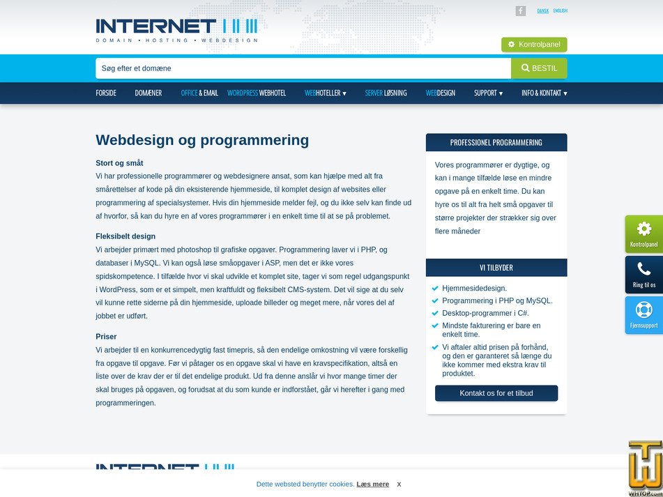 screenshot of Webdesign and programmering from i123.dk