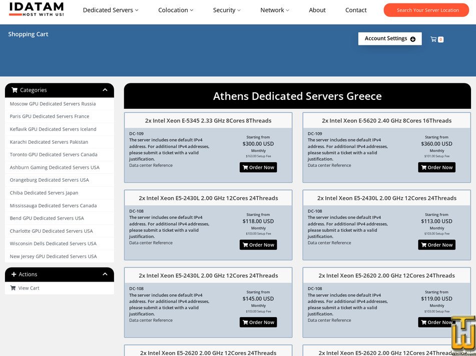 screenshot of GR - 2x Intel Xeon E5-2690 v4 2.60 GHz from idatam.com