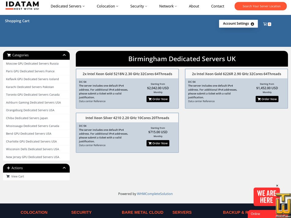 screenshot of GB - Intel Xeon Silver 4210 2.20 GHz from idatam.com