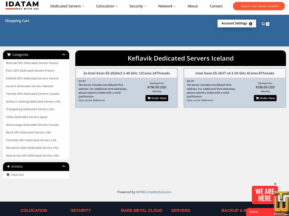 screenshot of IS - 2x Intel Xeon E5-2620v3 2.40 GHz from idatam.com