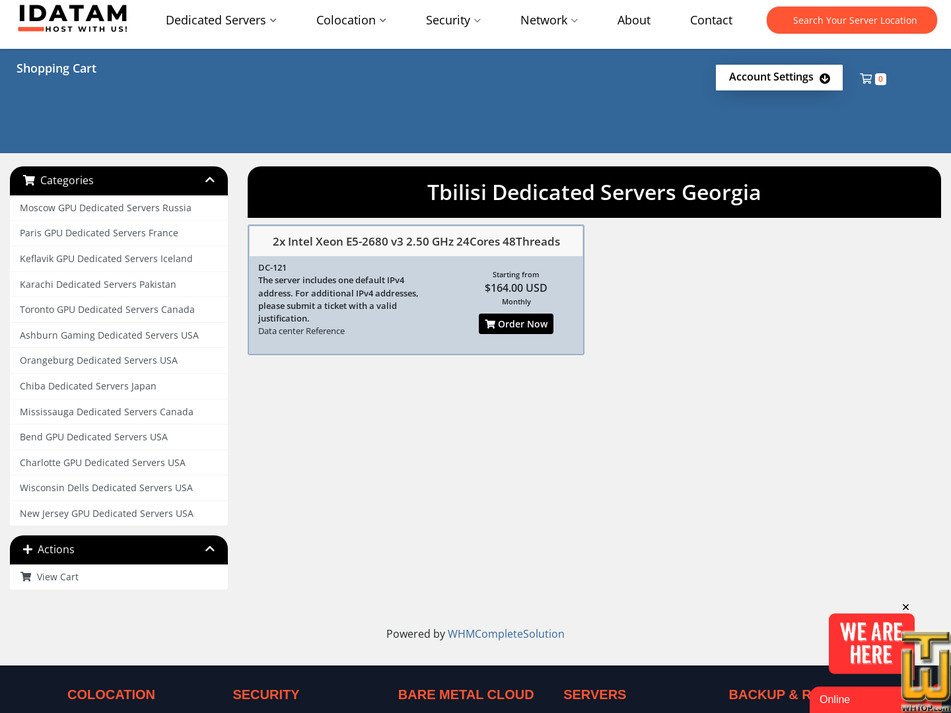 screenshot of GE - 2x Intel Xeon E5-2680 v3 2.50 GHz from idatam.com