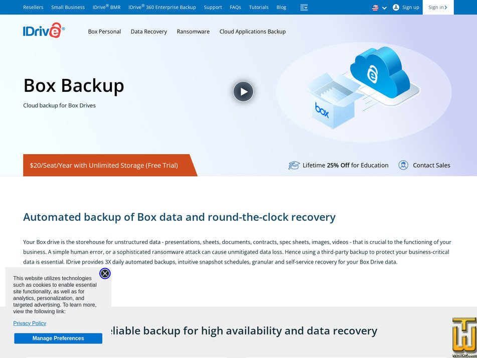 Taken on 11 May, 2026 screenshot of Box Backup from idrive.com
