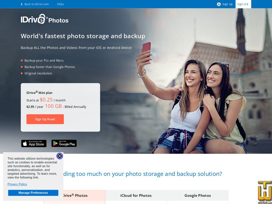 Taken on 11 May, 2026 screenshot of IDrive Photos 100 GB from idrive.com