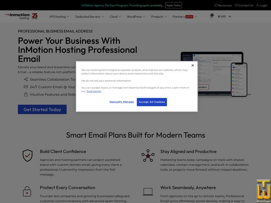 Taken on 14 October, 2026 screenshot of Enterprise Email from inmotionhosting.com