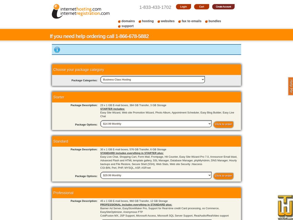 Taken on 2 October, 2026 screenshot of Professional from internethosting.com
