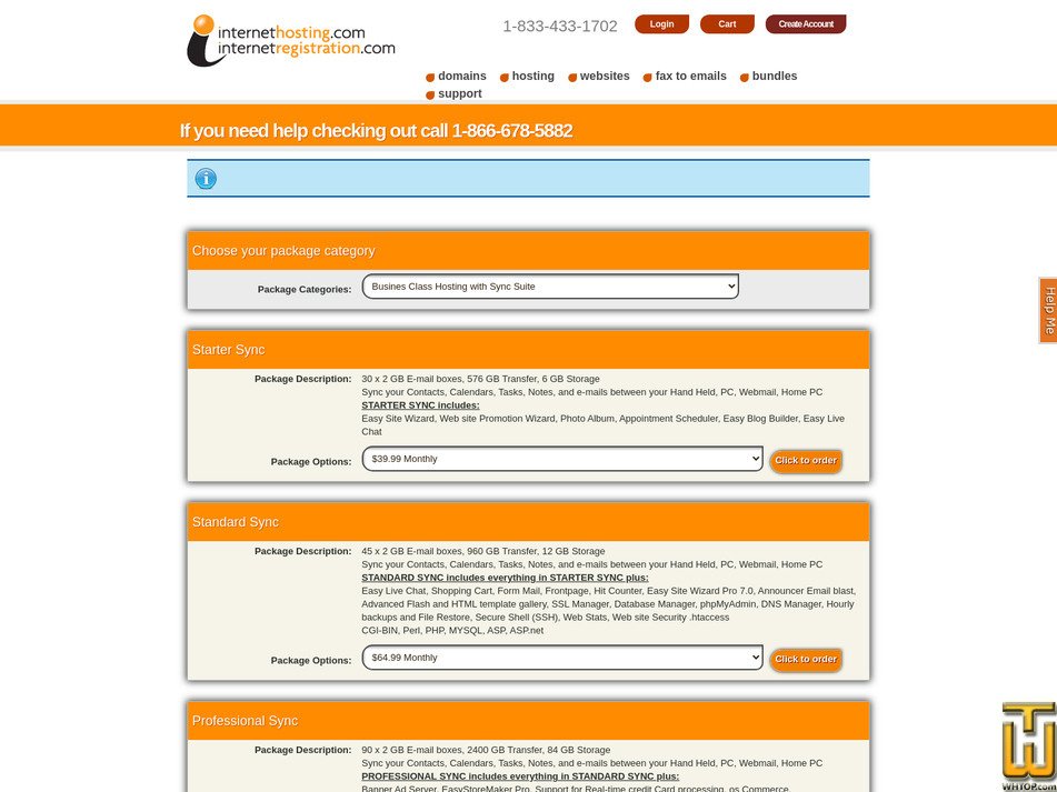 screenshot of Professional Sync from internethosting.com