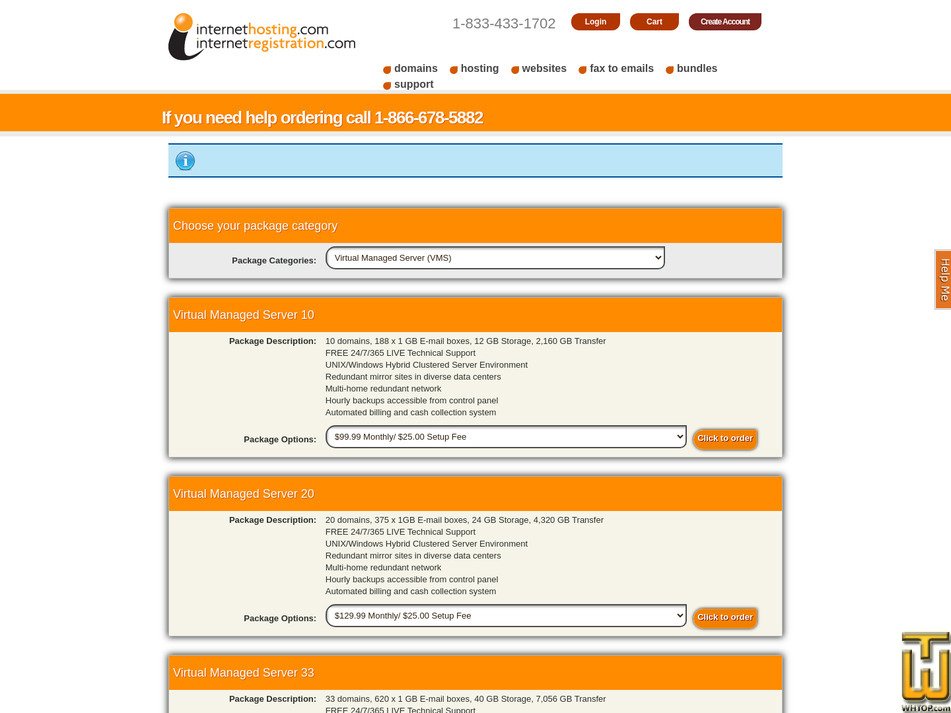 Taken on 2 October, 2026 screenshot of Virtual Managed Server 100 from internethosting.com