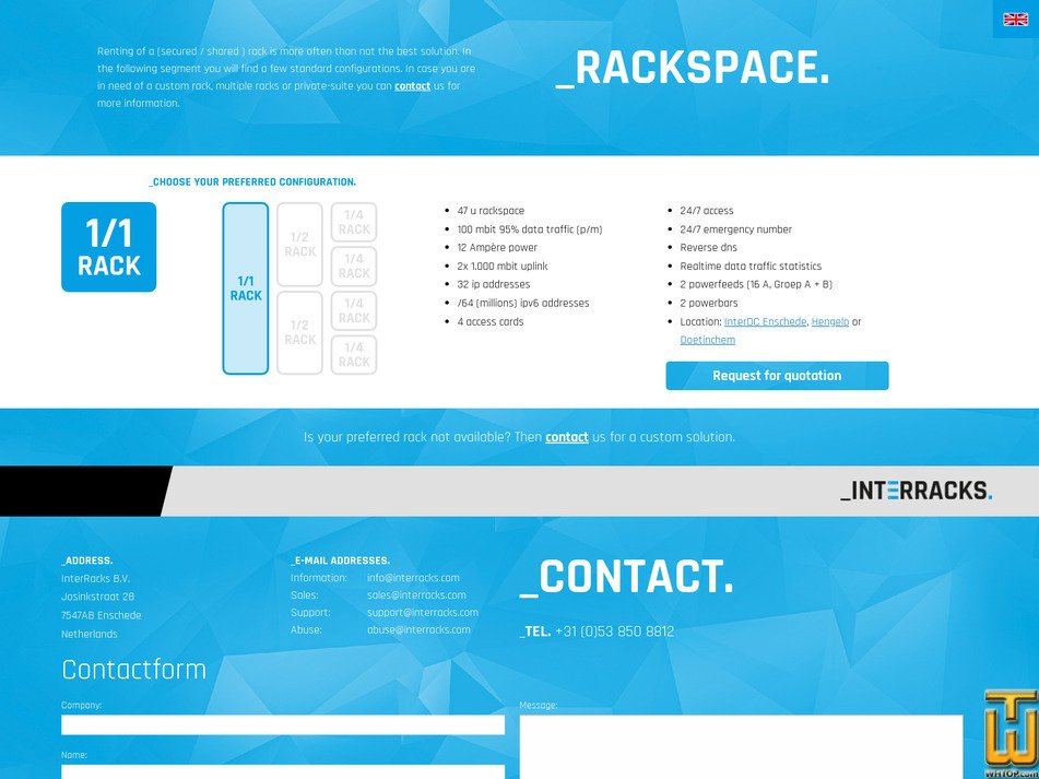 Taken on 12 July, 2026 screenshot of 1/1 RACK from interracks.com