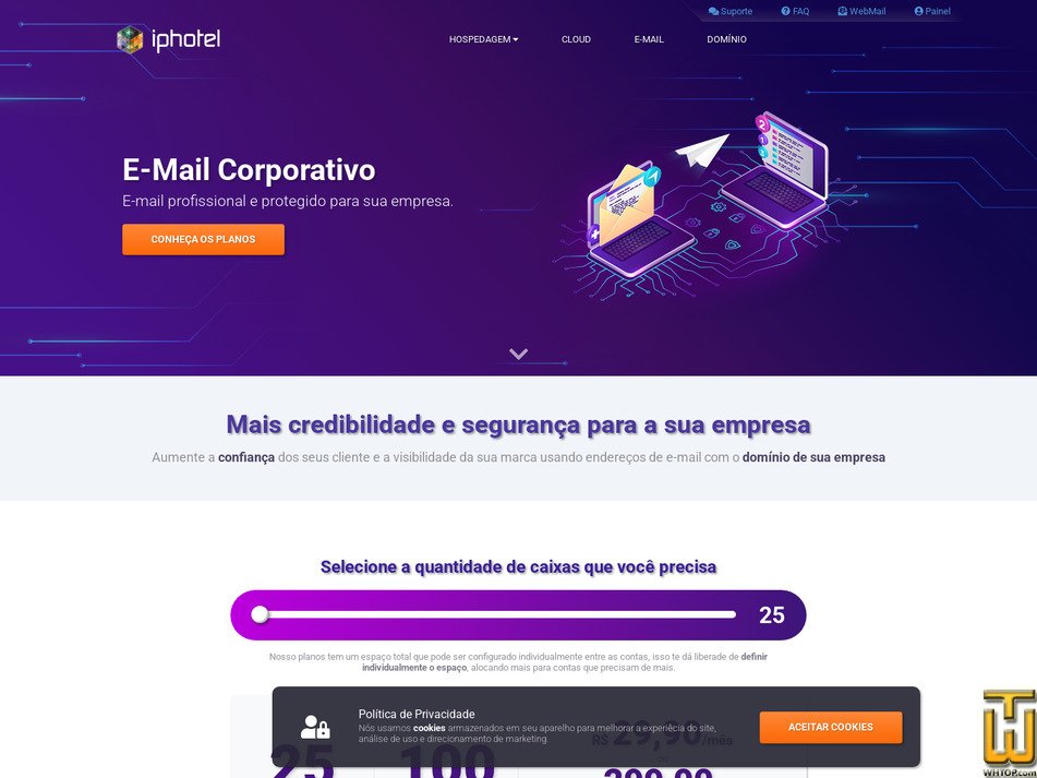 Taken on 30 July, 2026 screenshot of E-Mail Corporativo 10 from iphotel.com.br