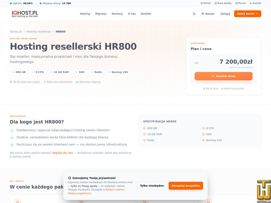 Taken on 11 September, 2026 screenshot of HR800 from iqhost.pl
