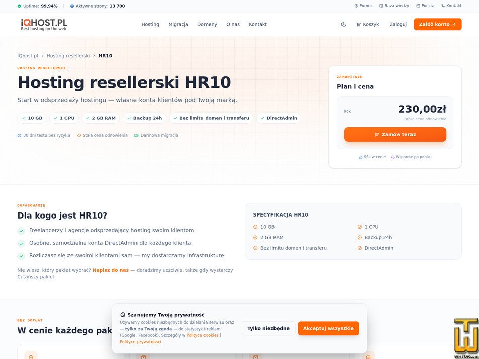Taken on 11 September, 2026 screenshot of HR10 from iqhost.pl