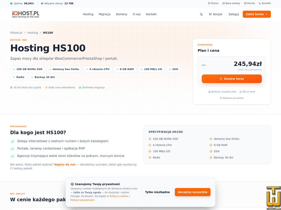 Taken on 11 September, 2026 screenshot of HS100 from iqhost.pl