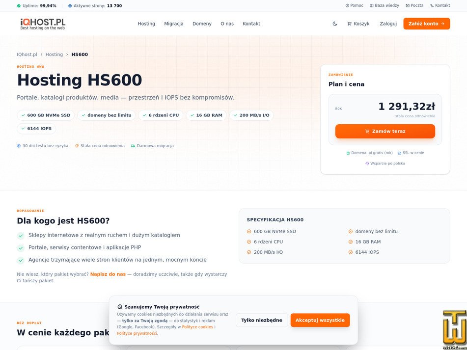 Taken on 11 September, 2026 screenshot of HS600 from iqhost.pl