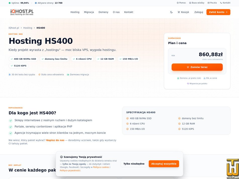 Taken on 11 September, 2026 screenshot of HS400 from iqhost.pl