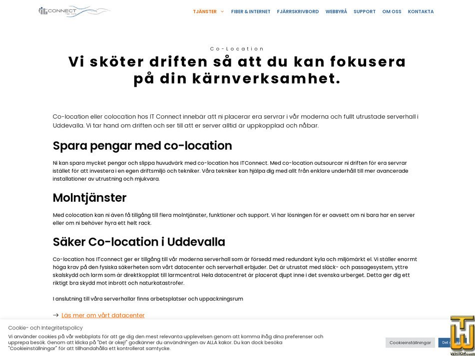 screenshot of Colocation in Uddevalla from itconnect.se