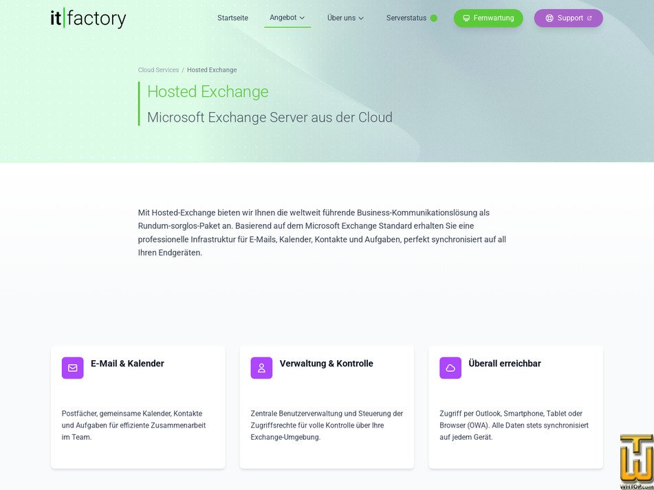 screenshot of pro.exchange (Small Business) from itfactory.ag