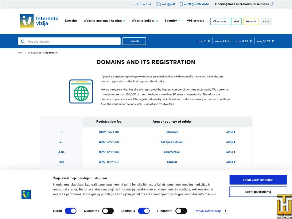 Taken on 26 April, 2026 screenshot of .com from iv.lt