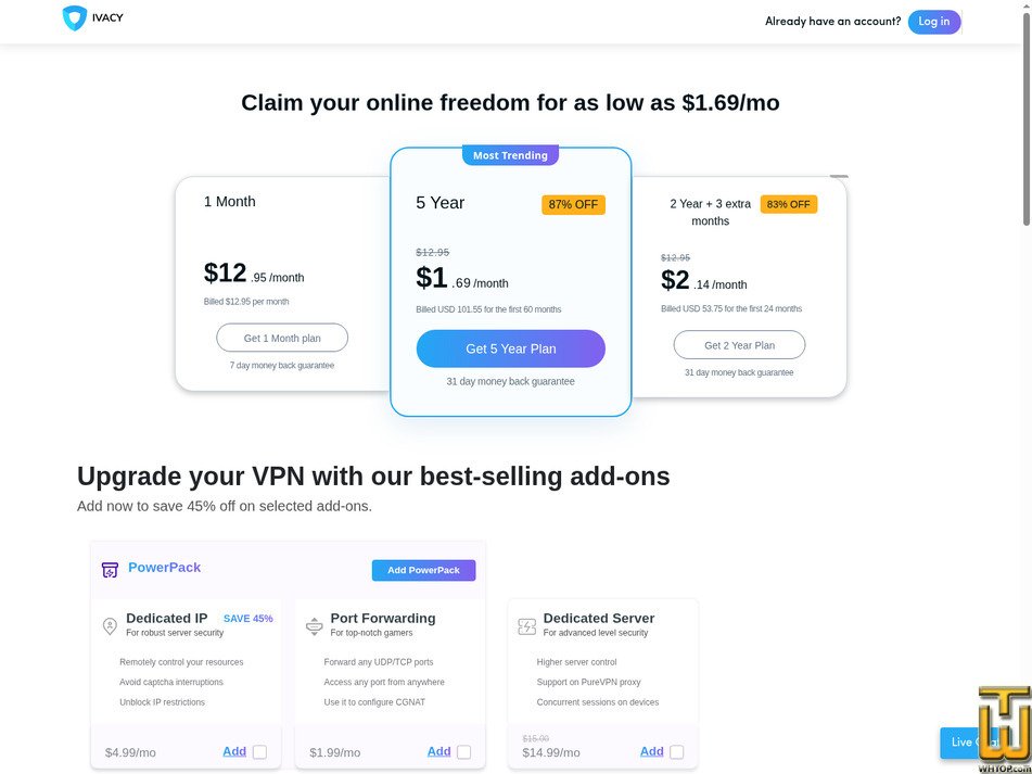 Taken on 15 September, 2026 screenshot of Ivacy VPN 1 Month from ivacy.com