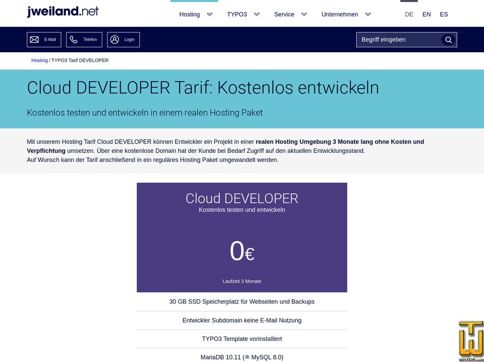 screenshot of Cloud DEVELOPER from jweiland.net