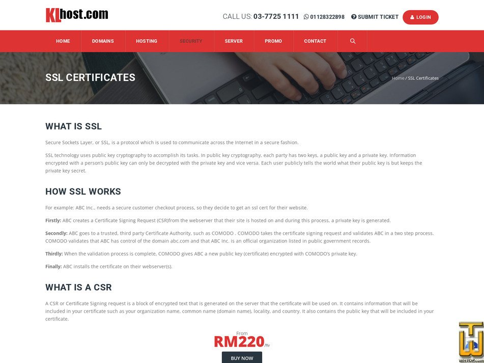 screenshot of SSL Certificate from klhost.com