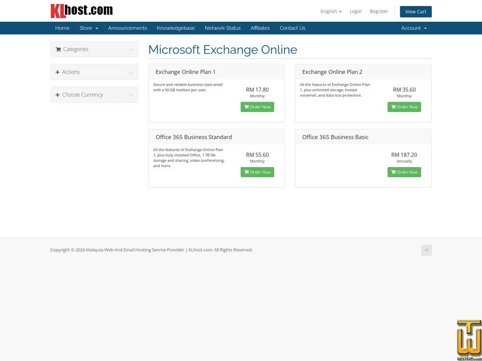 Taken on 10 August, 2026 screenshot of Office 365 Business Basic from klhost.com