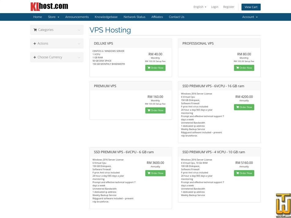screenshot of SSD Premium VPS - 4 vCPU - 10 GB RAM from klhost.com